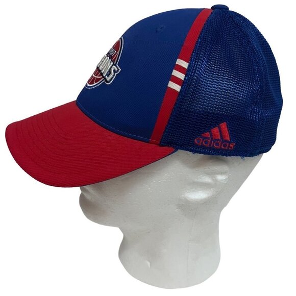 NBA Detroit Pistons Adidas Colorblock Trucker Mesh Snapback Hat Cap - Picture 2 of 10